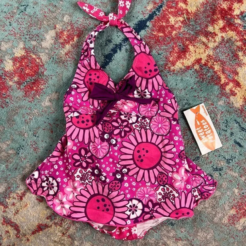 NWT Sweet Potatoes 2pc Halter One piece Swim Suit/Cover Up Size 6